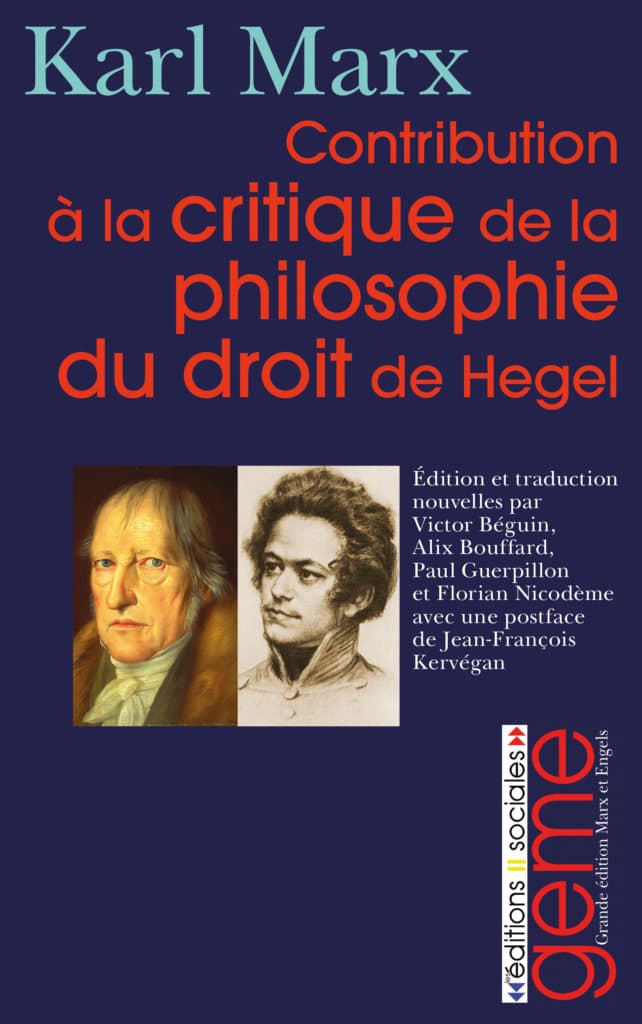 Couverture de « Contribution à la critique de la philosophie du droit de Hegel »