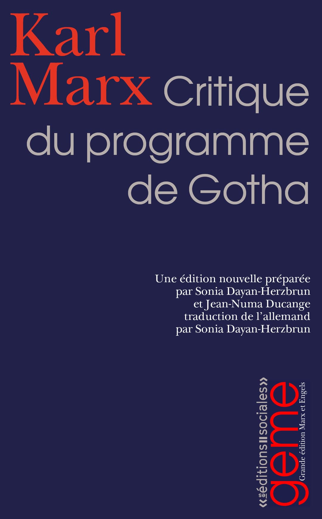 Couverture de « Critique du programme de Gotha »